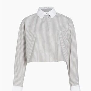 Good American Stripe Crop Uniform Shirt